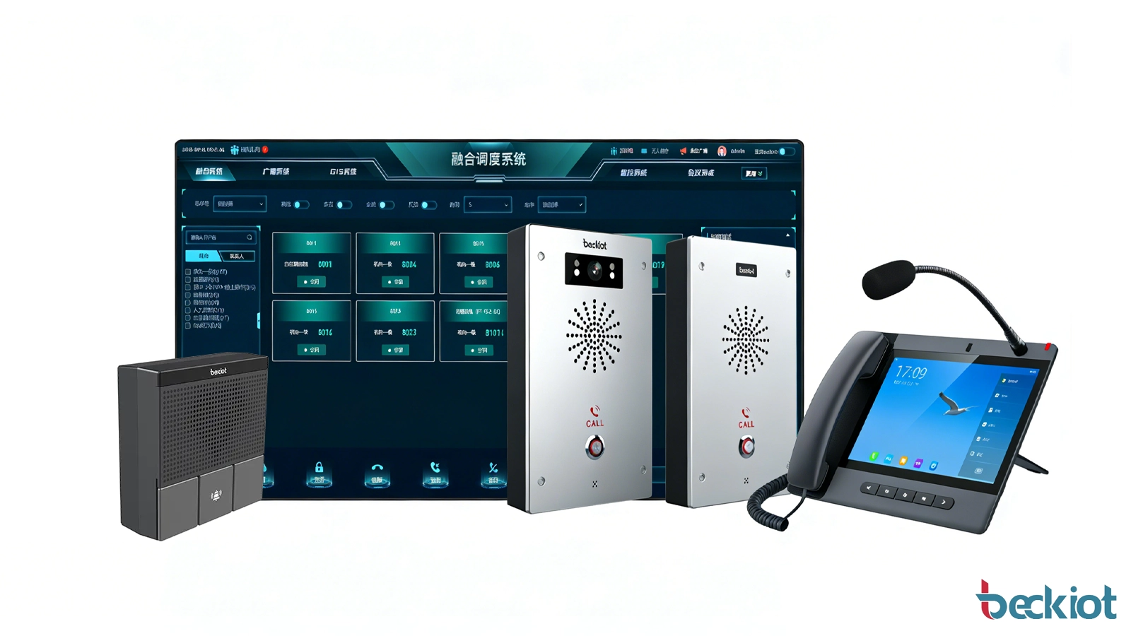 Panel de gestión empresarial centralizado para megafonía IP e intercomunicador con monitoreo multisitio, control de zonas, integración de seguridad y supervisión remota de dispositivos