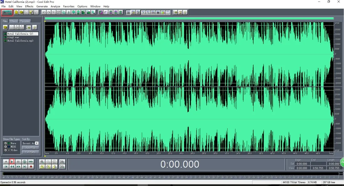 Abrir archivo de audio con Archivo Abrir