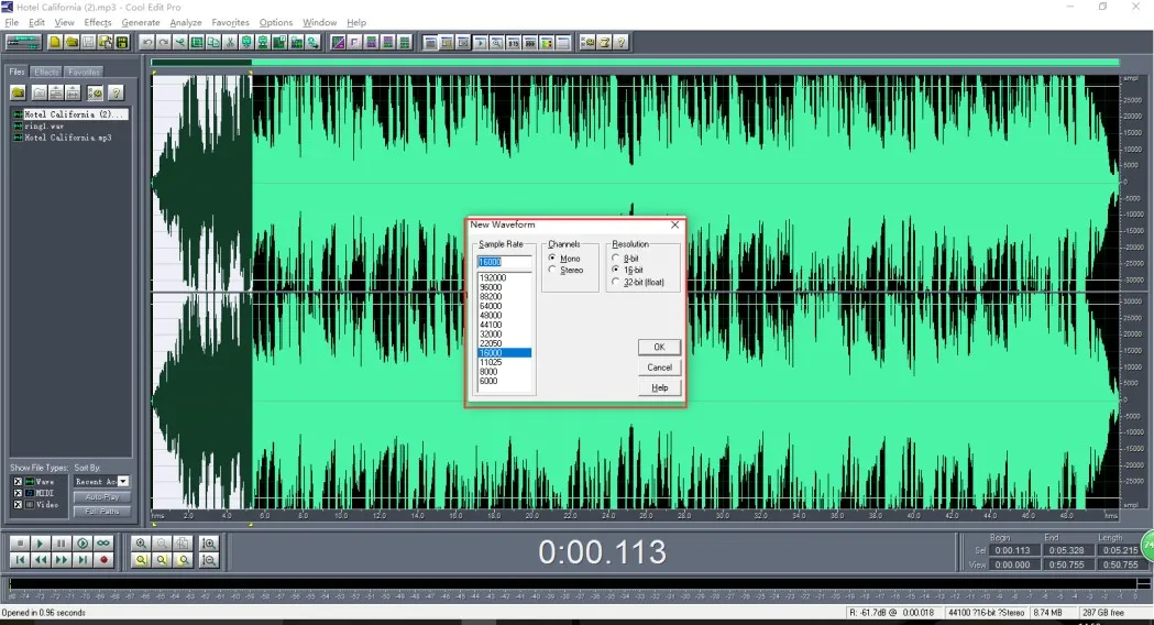 Crear un nuevo segmento de audio