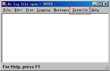 Ingresando al menú Security en el software FTP