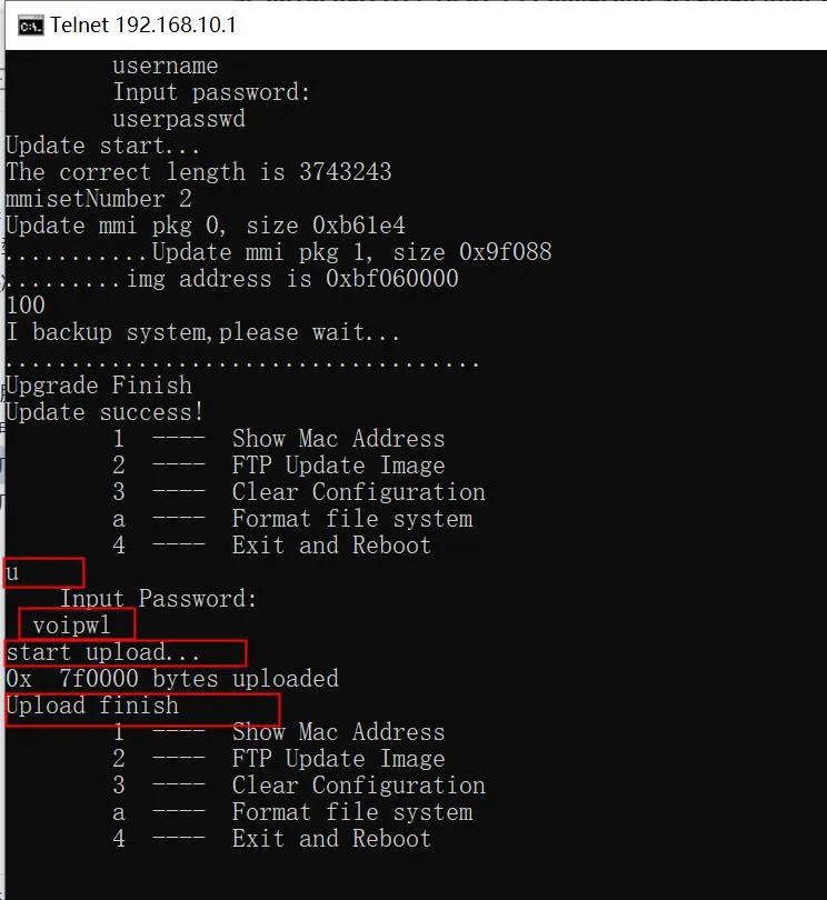 Comando de exportación flash en modo POST
