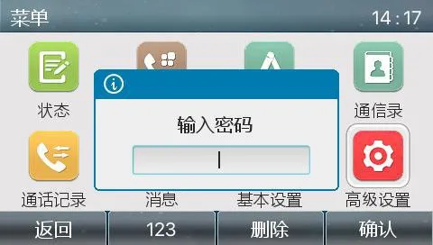 Pantalla de configuración avanzada