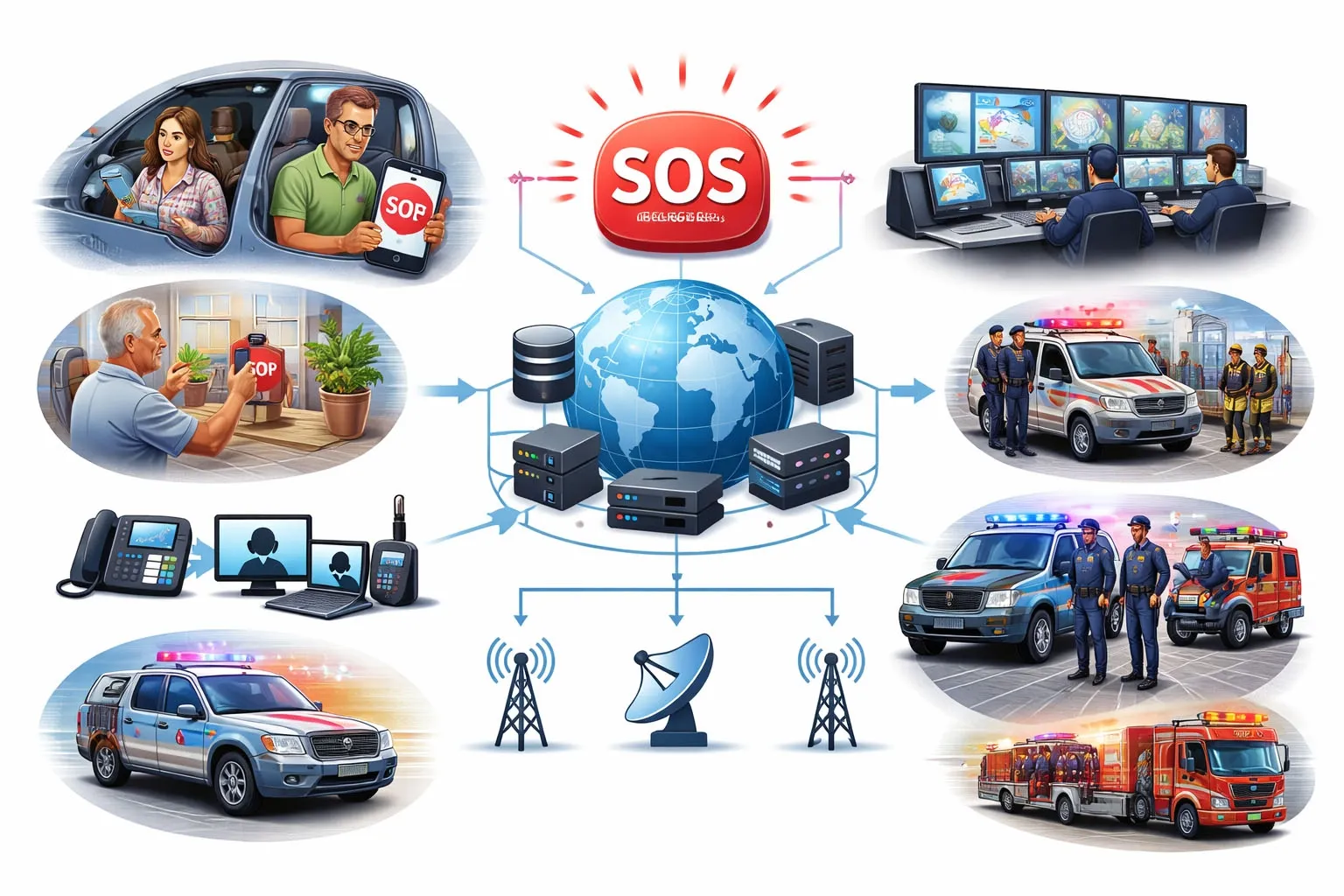 El sistema de despacho de telefonía IP se utiliza para el despacho de emergencias en caso de SOS.