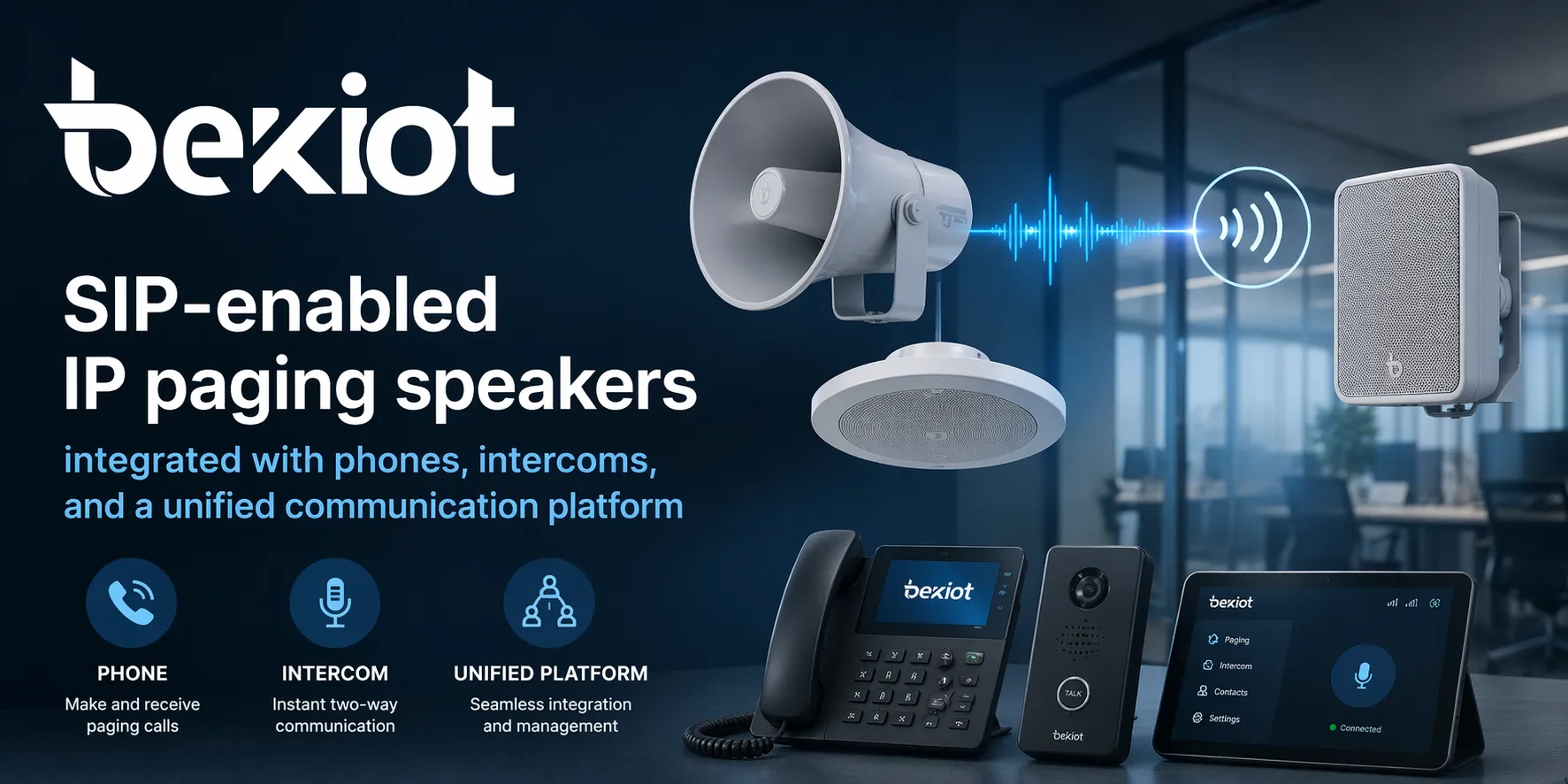Altavoces de megafonía IP con compatibilidad SIP integrados con teléfonos, intercomunicadores y una plataforma de comunicaciones unificadas