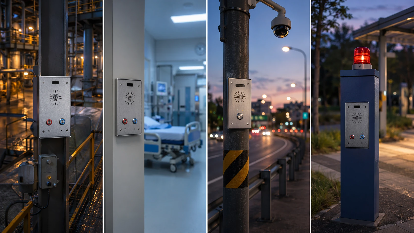 Terminal de interfono IP instalado en portones de fábrica, entradas de hospital, andenes de transporte y puntos de emergencia vial