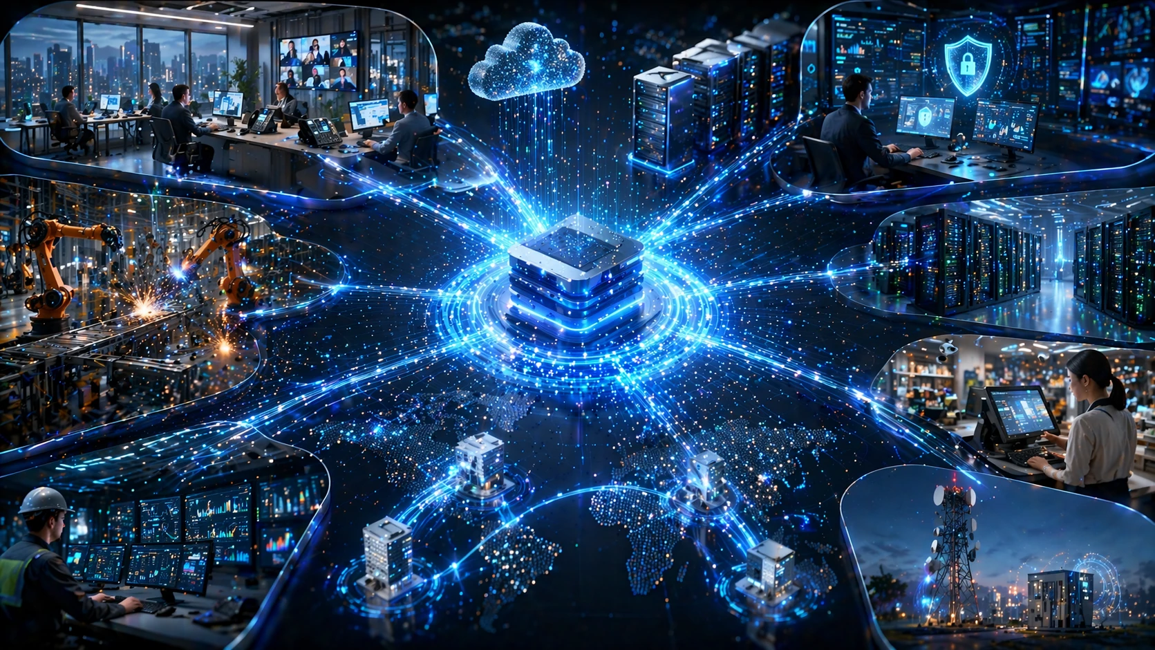 Casos de uso empresarial e industrial de IPv4, incluyendo LAN de oficina, sistemas IP PBX, teléfonos industriales, cámaras, enrutadores, cortafuegos y redes de sucursales conectadas a la nube.