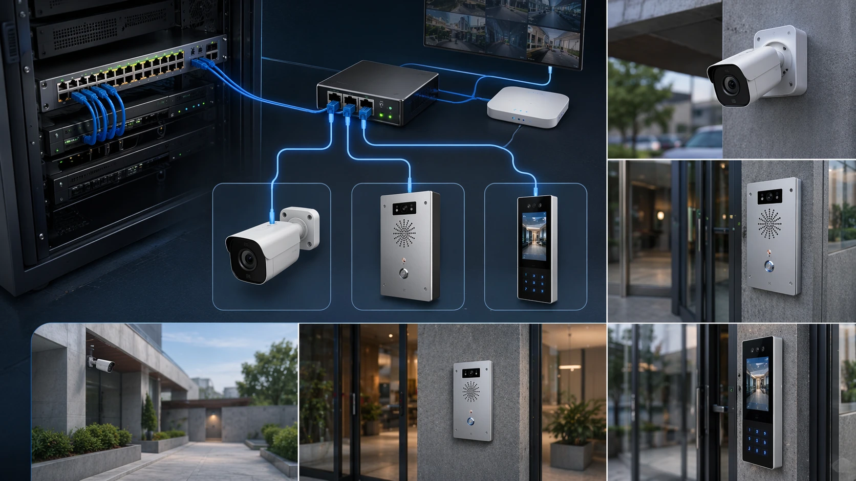 IEEE 802.3af PoE utilizado para la implementación de cámaras IP, terminales de interfono y dispositivos de control de acceso en una instalación