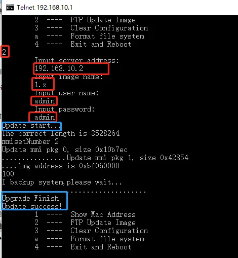 Enter Upgrade Parameters