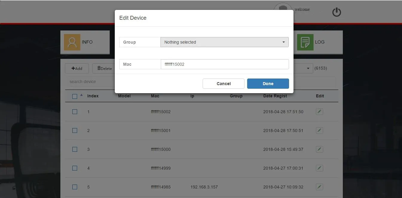 Edit Device Group Interface