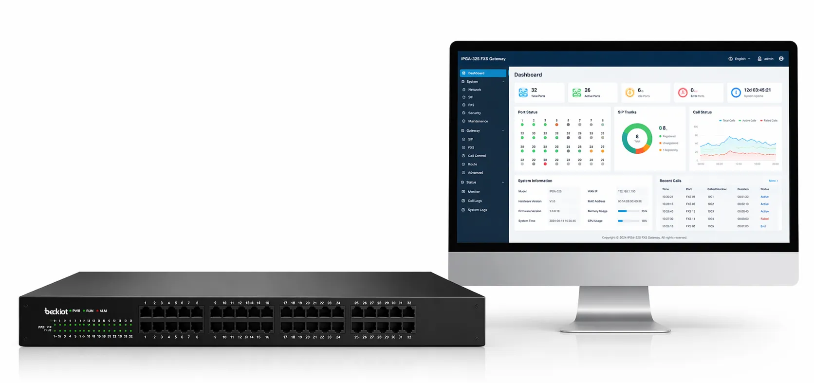 Interfaz de gestión basada en web para la pasarela FXS IPGA-32S
