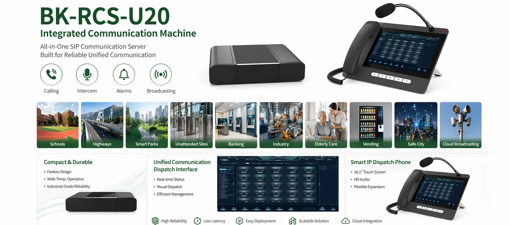 Máquina de comunicación integrada BK-RCS-U20 utilizada en escuelas, carreteras, parques inteligentes, instalaciones desatendidas, bancos, empresas, atención a personas mayores, máquinas expendedoras, ciudades seguras y radiodifusión en la nube