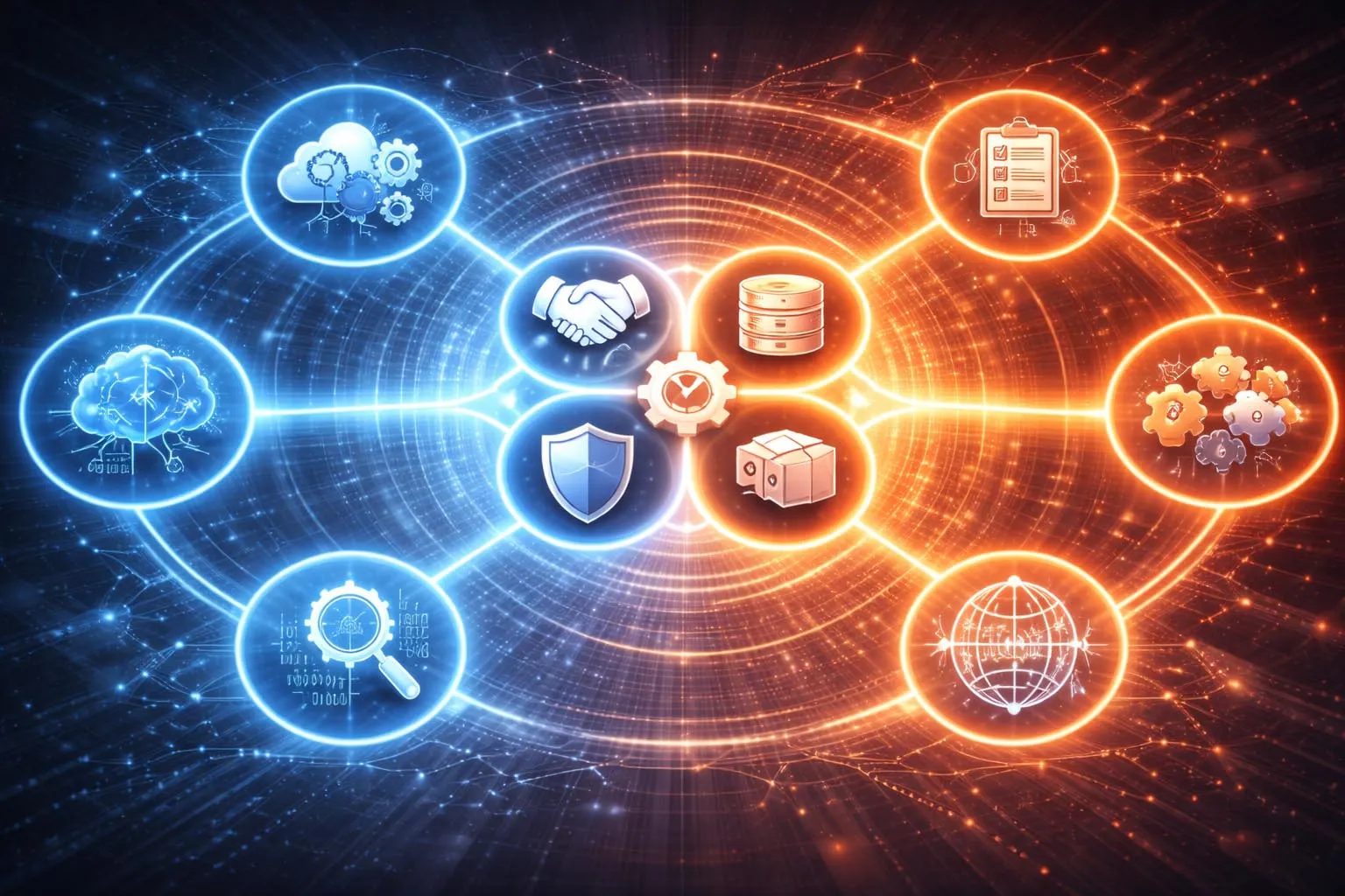 Interoperability workflow showing standards APIs protocols identity controls data mapping and system actions across connected platforms