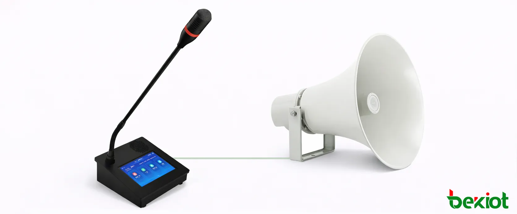 Micrófono SIP GP600J con interfaz de pantalla táctil para megafonía, interfonía y control de zonas