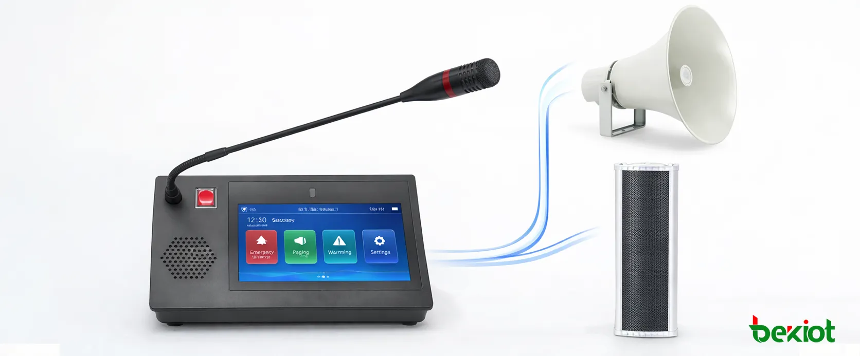 Interfaz del micrófono SIP GP600N para megafonía, selección de particiones y control de intercomunicación