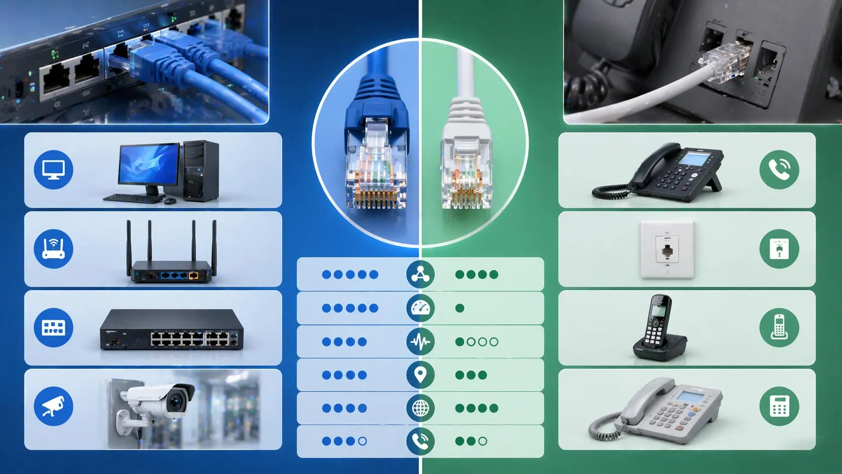 The differences between RJ45 and RJ11