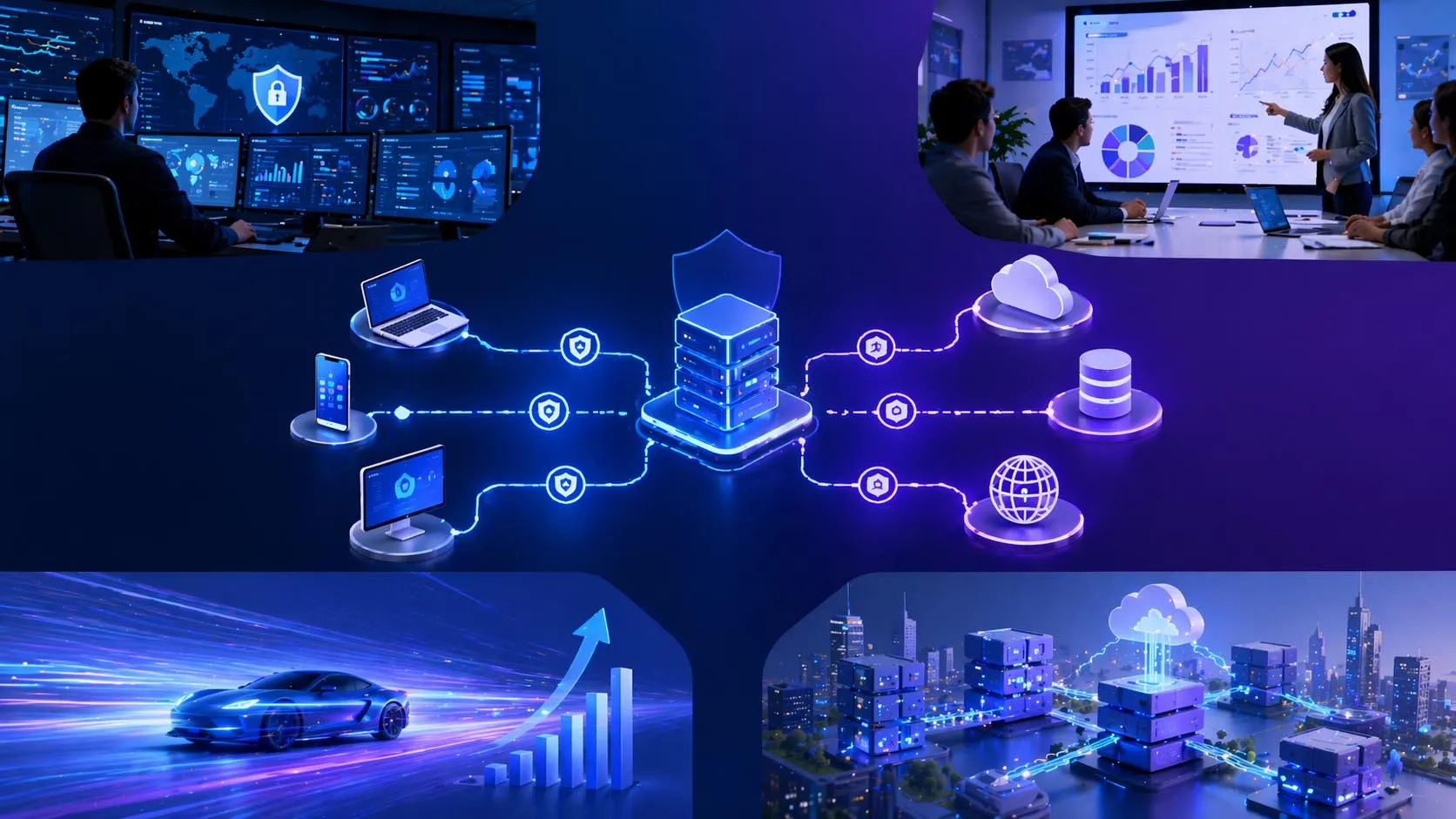Proxy server applications across enterprise browsing control, reverse-proxied web applications, caching, and secure access in cloud and multi-site environments