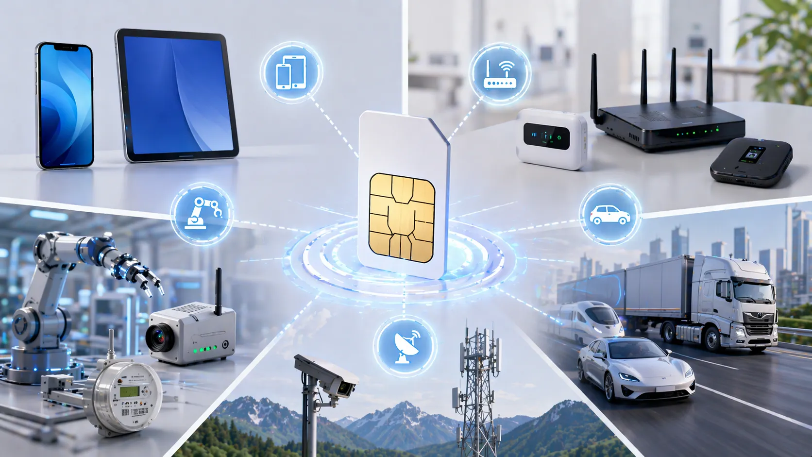 SIM card applications in smartphones routers IoT devices industrial gateways and connected equipment