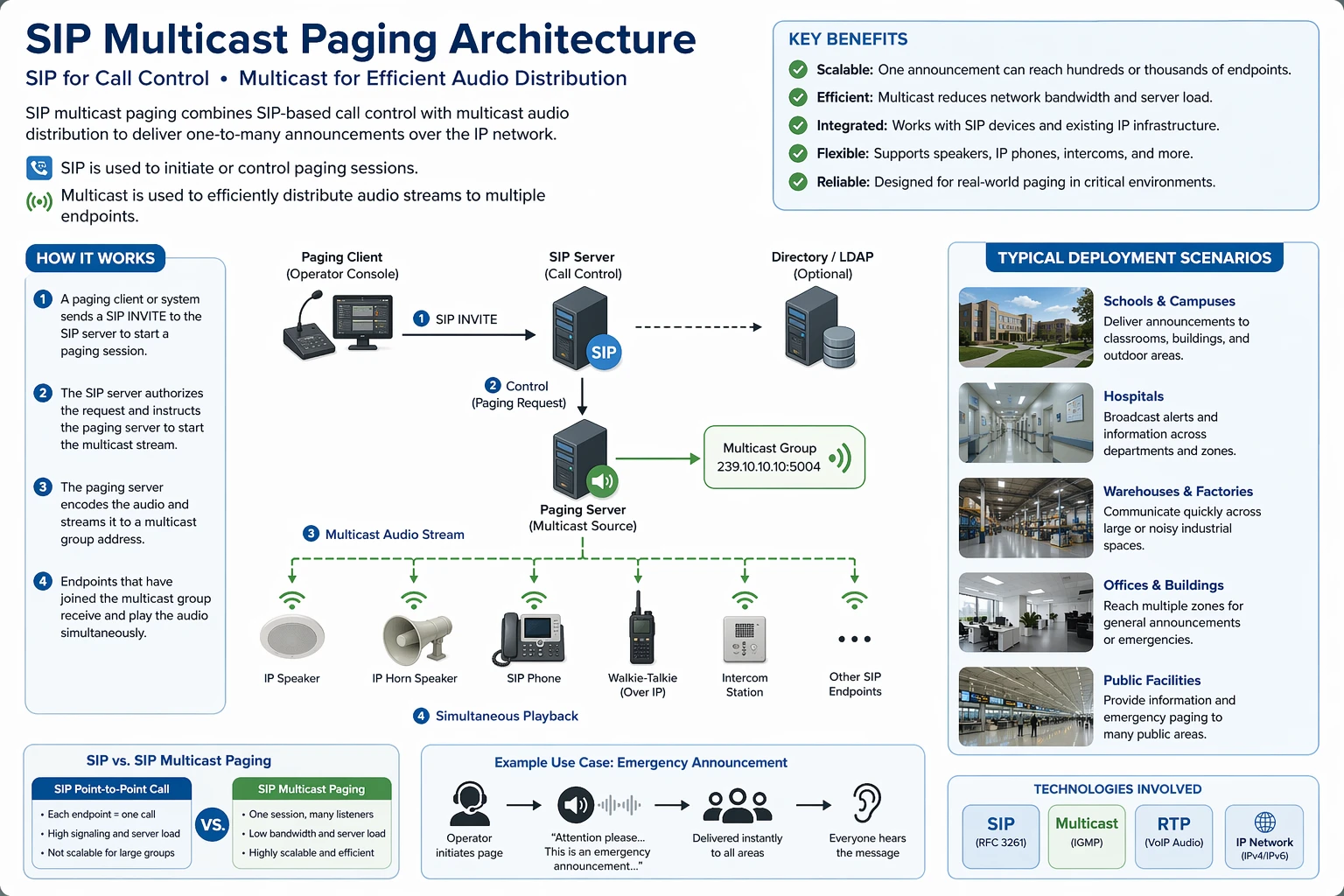 ¿Qué Es SIP Multicast Paging? Principios, Beneficios y Métodos De Despliegue