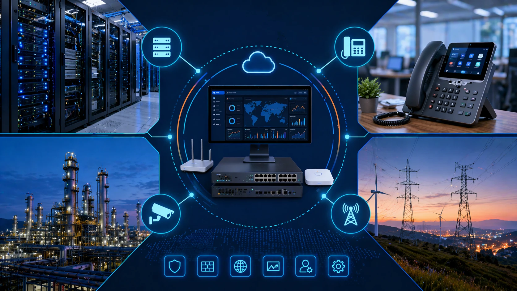 Web management used across switches, firewalls, VoIP systems, industrial gateways, and distributed facility devices