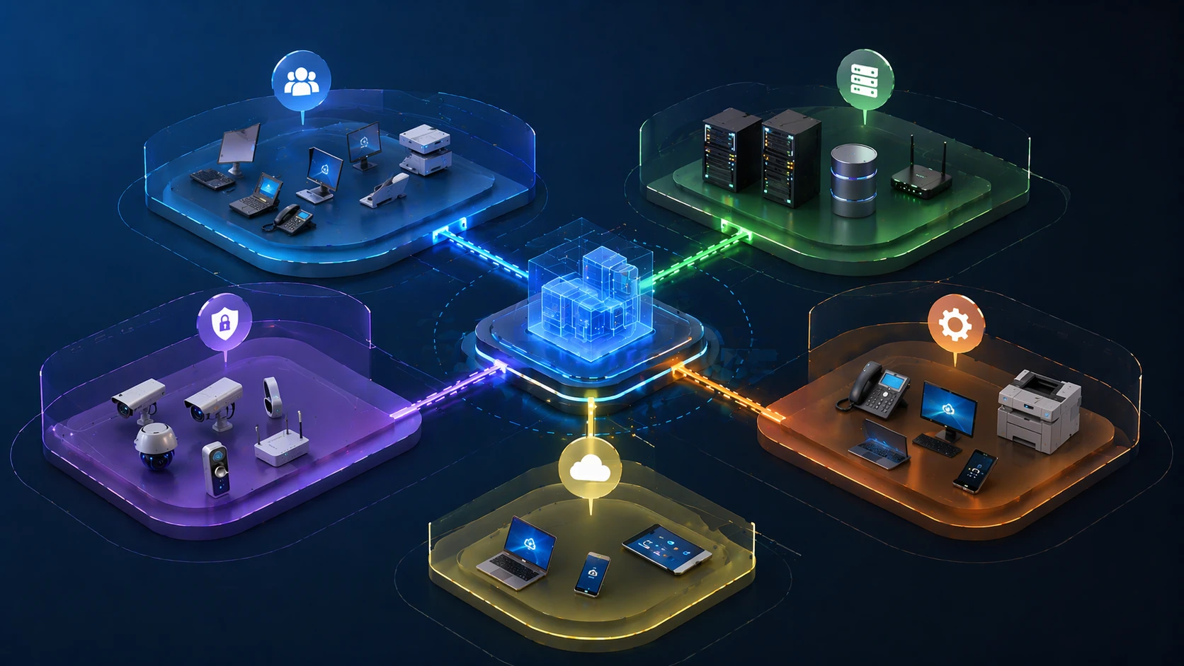 VLAN segmentation features including traffic isolation, reduced broadcast traffic, voice and data separation, and structured network management