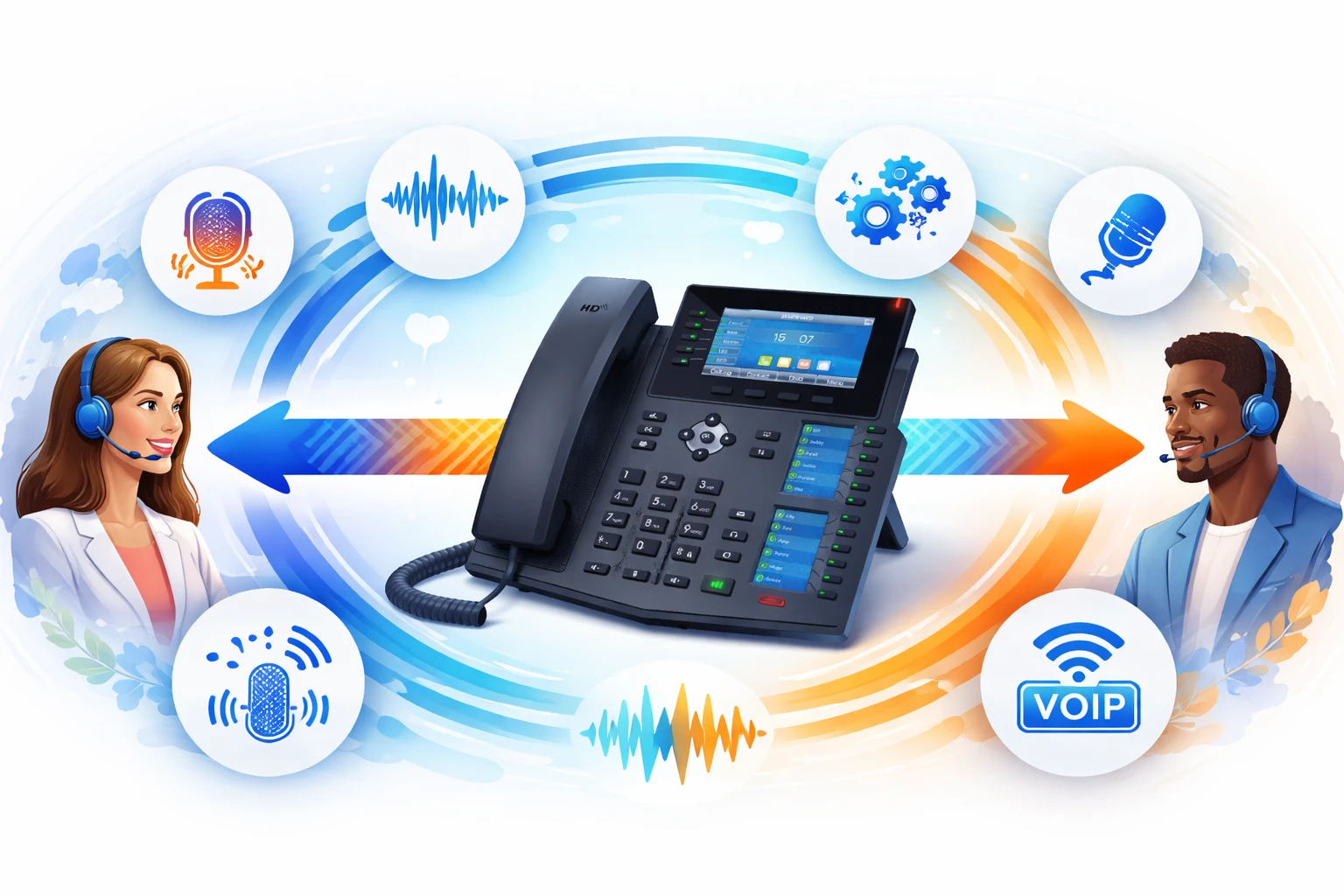Full duplex communication system showing simultaneous two-way audio in an IP voice environment