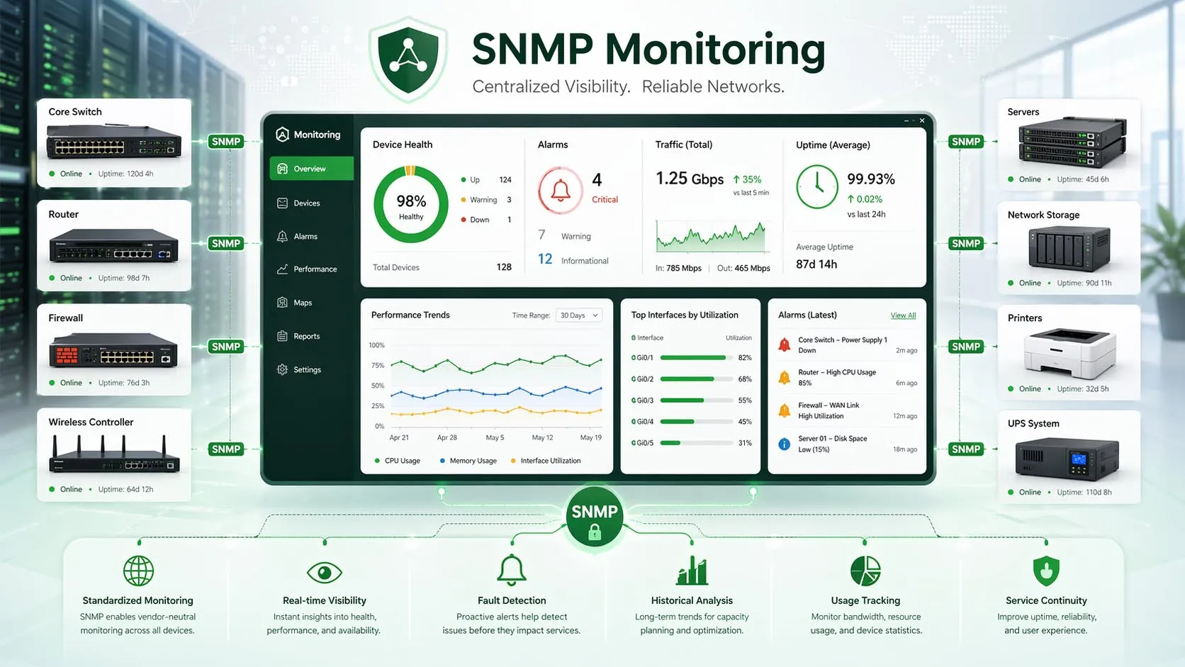 ¿Qué es la monitorización SNMP? Características y aplicaciones