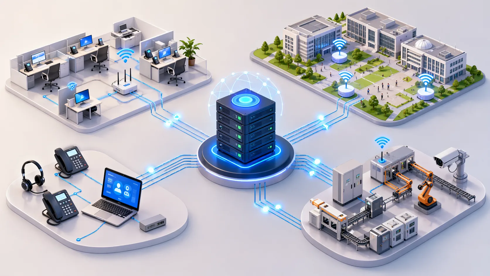 DHCP dando soporte a teléfonos IP y dispositivos de comunicación SIP en una red de voz empresarial