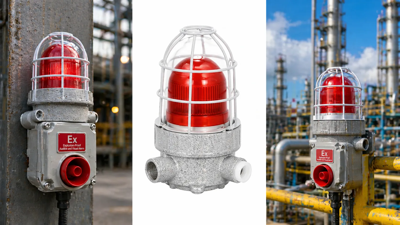 Alarma sonora y luminosa a prueba de explosiones con opciones de voltaje AC220V DC24V AC36V para sistemas de control industrial