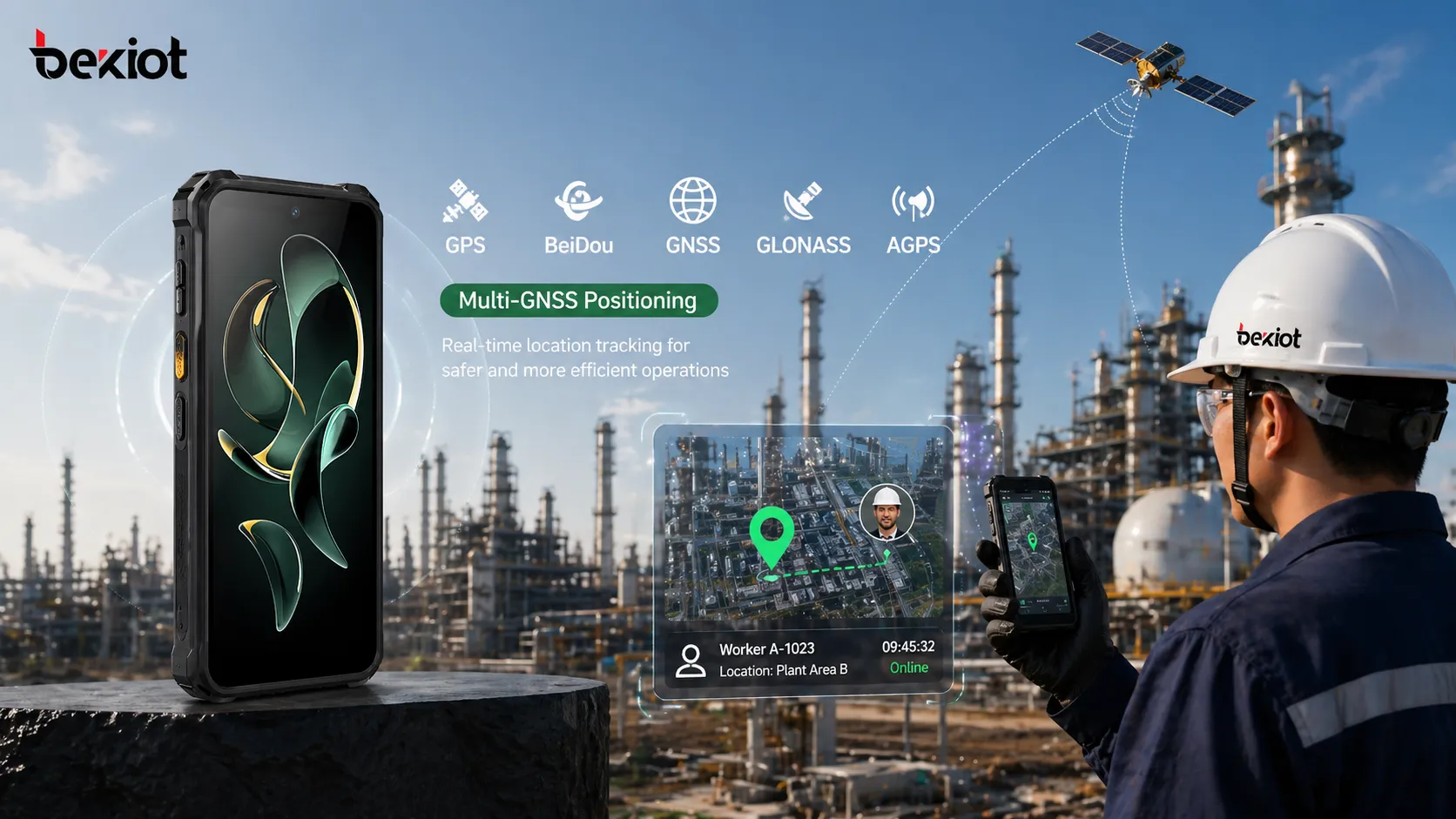industrial handheld terminal GPS positioning tracking worker location in industrial site
