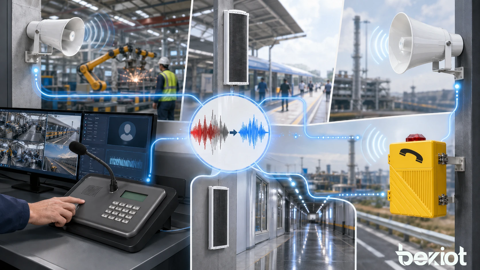 Aplicaciones de reducción de ruido en intercomunicador SIP, teléfono industrial, micrófono de megafonía, consola de despacho y sistemas de emergencia