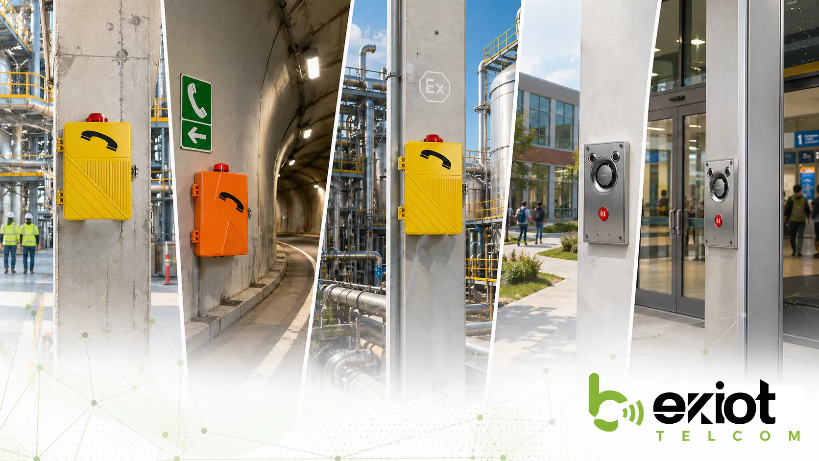 Aplicaciones del montaje en pared con teléfonos en plantas industriales, teléfonos de emergencia en túneles, dispositivos para áreas peligrosas, intercomunicadores de campus y terminales de acceso en instalaciones públicas