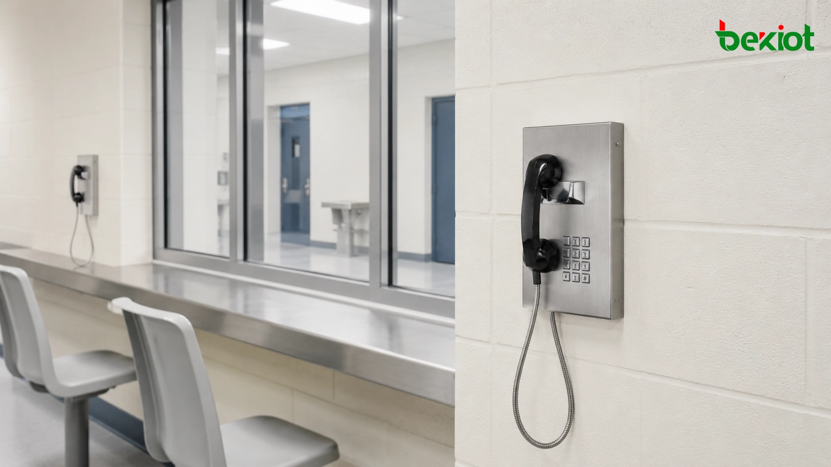 Teléfono penitenciario BPT-11 de montaje en pared con auricular reforzado y teclado duradero