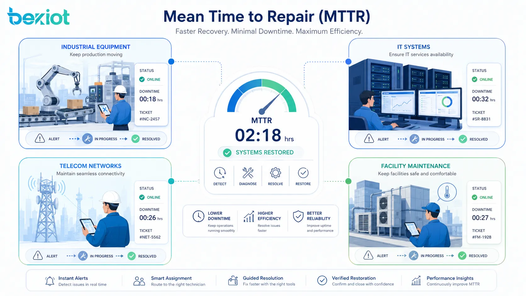 ¿Cómo funciona el tiempo medio de reparación según su principio?