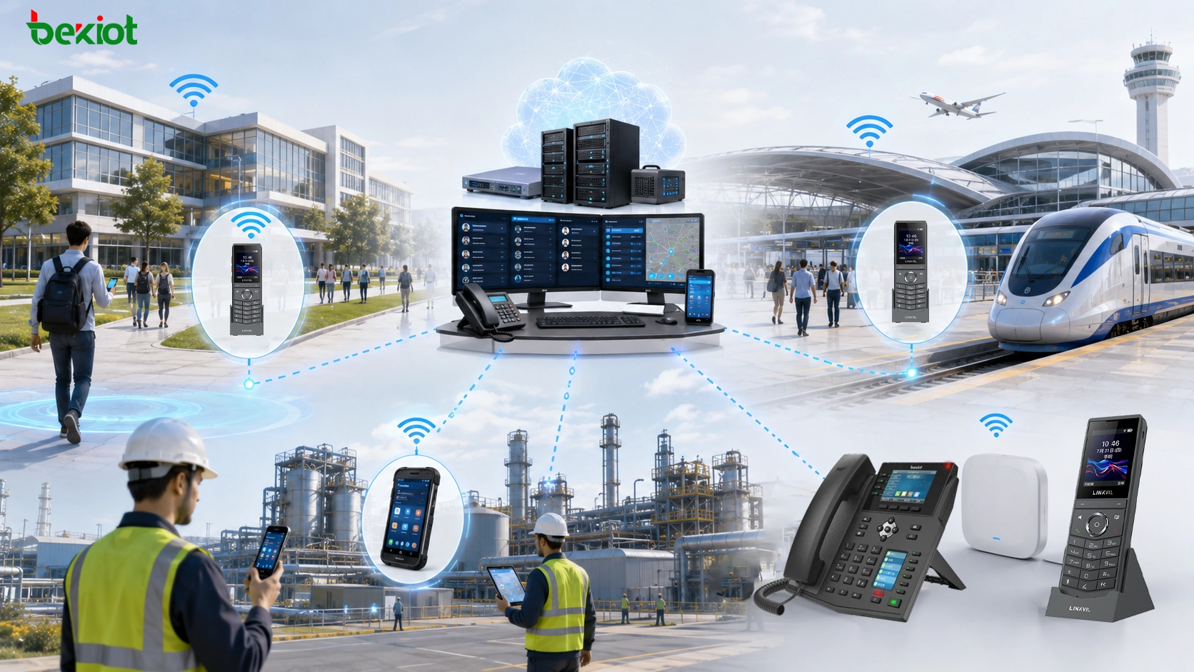 Despliegue de teléfonos Wi‑Fi para campus centro de transporte y comunicación industrial con SIP PBX despacho y terminales móviles