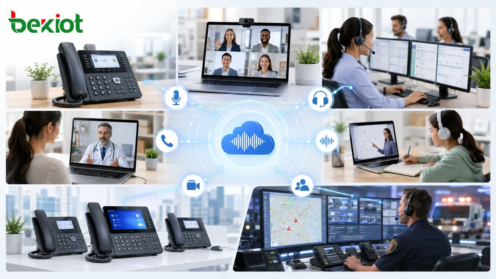 Aplicaciones de Voz HD en VoIP, teléfonos SIP, videoconferencias, centros de llamadas, telemedicina, educación y comunicación de despacho
