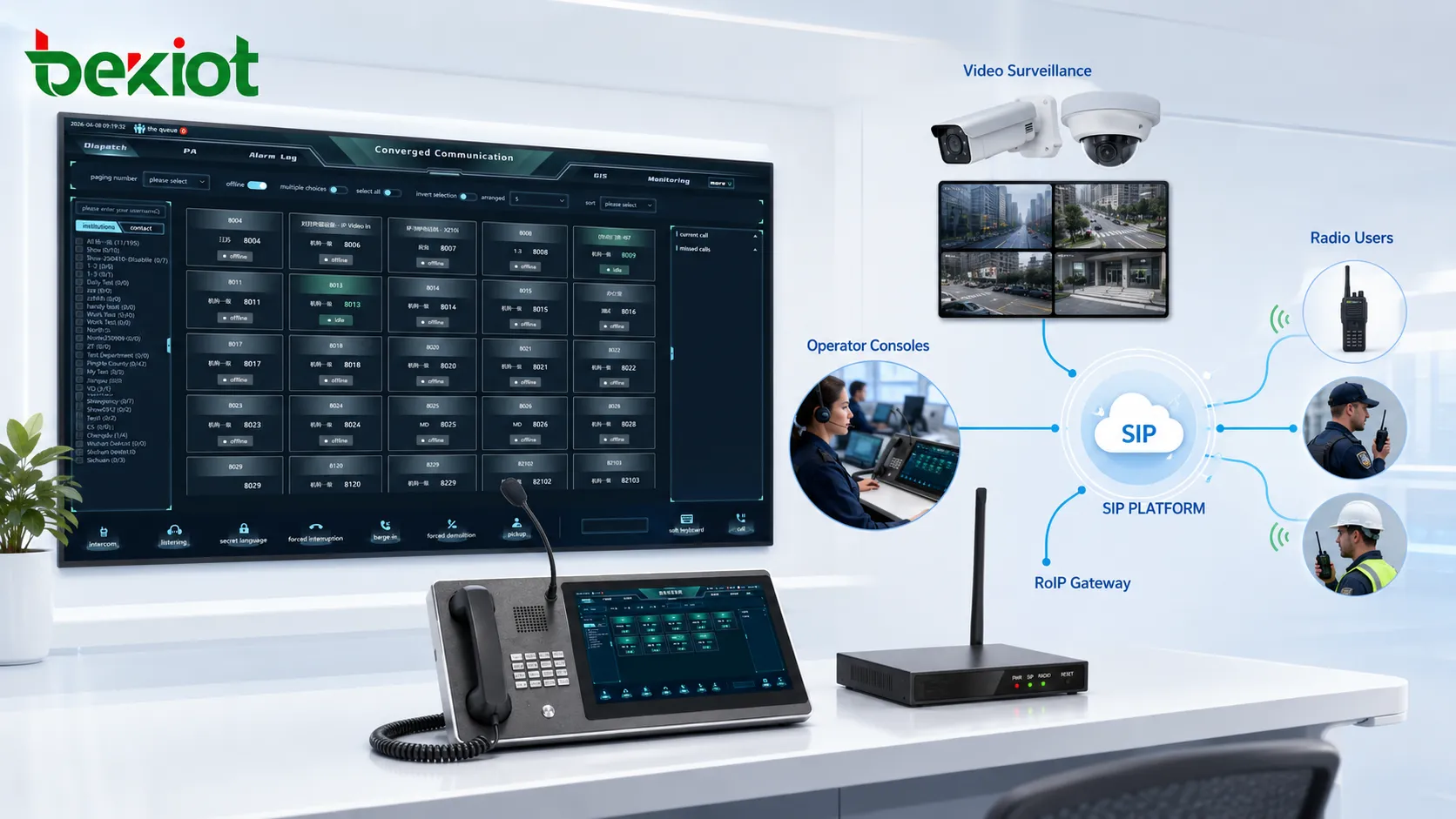 Solución de integración de sistemas de centro de mando para operaciones de vídeo, voz, radio y despacho