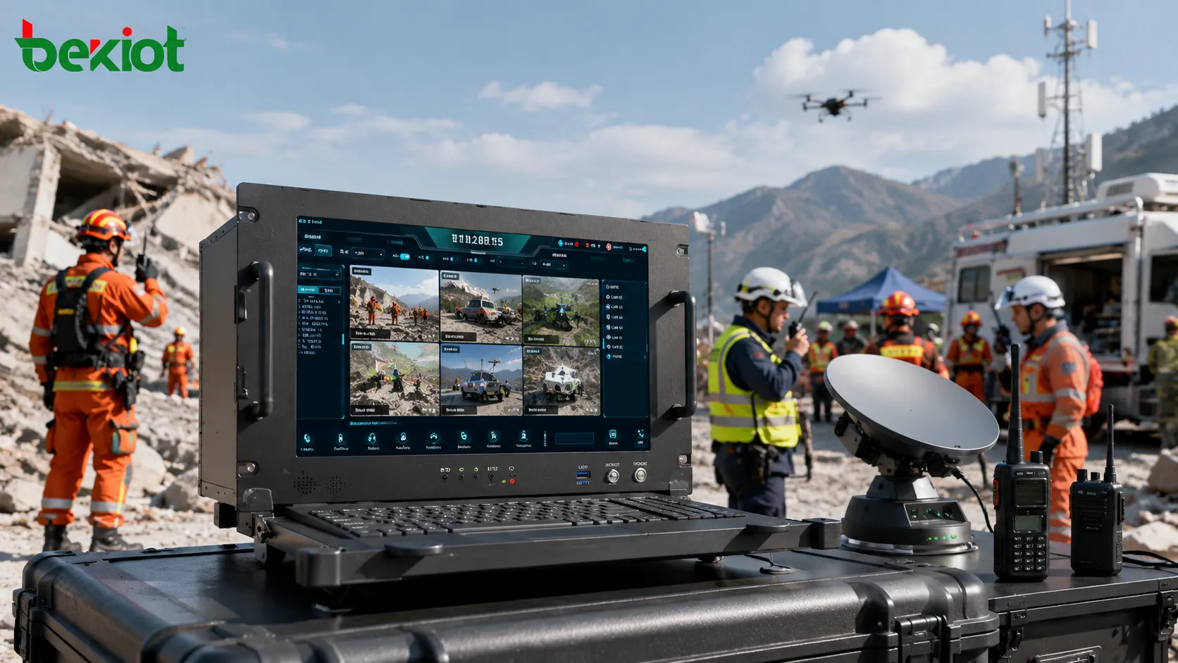 Solución de maleta portátil de comando de audio y video para operaciones de rescate de emergencia