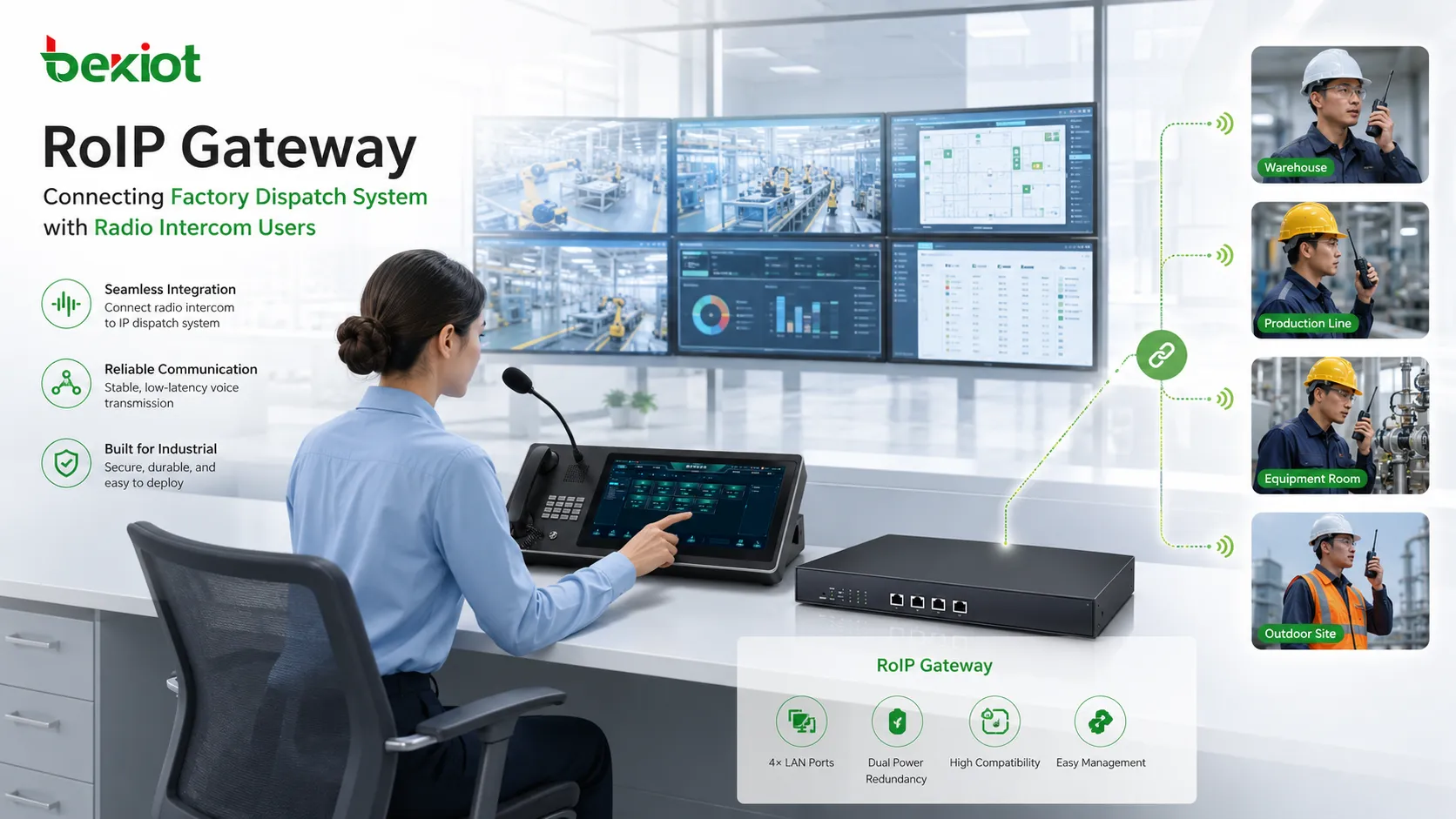 Solución de Gateway RoIP para despacho de fábrica e integración de radio intercom