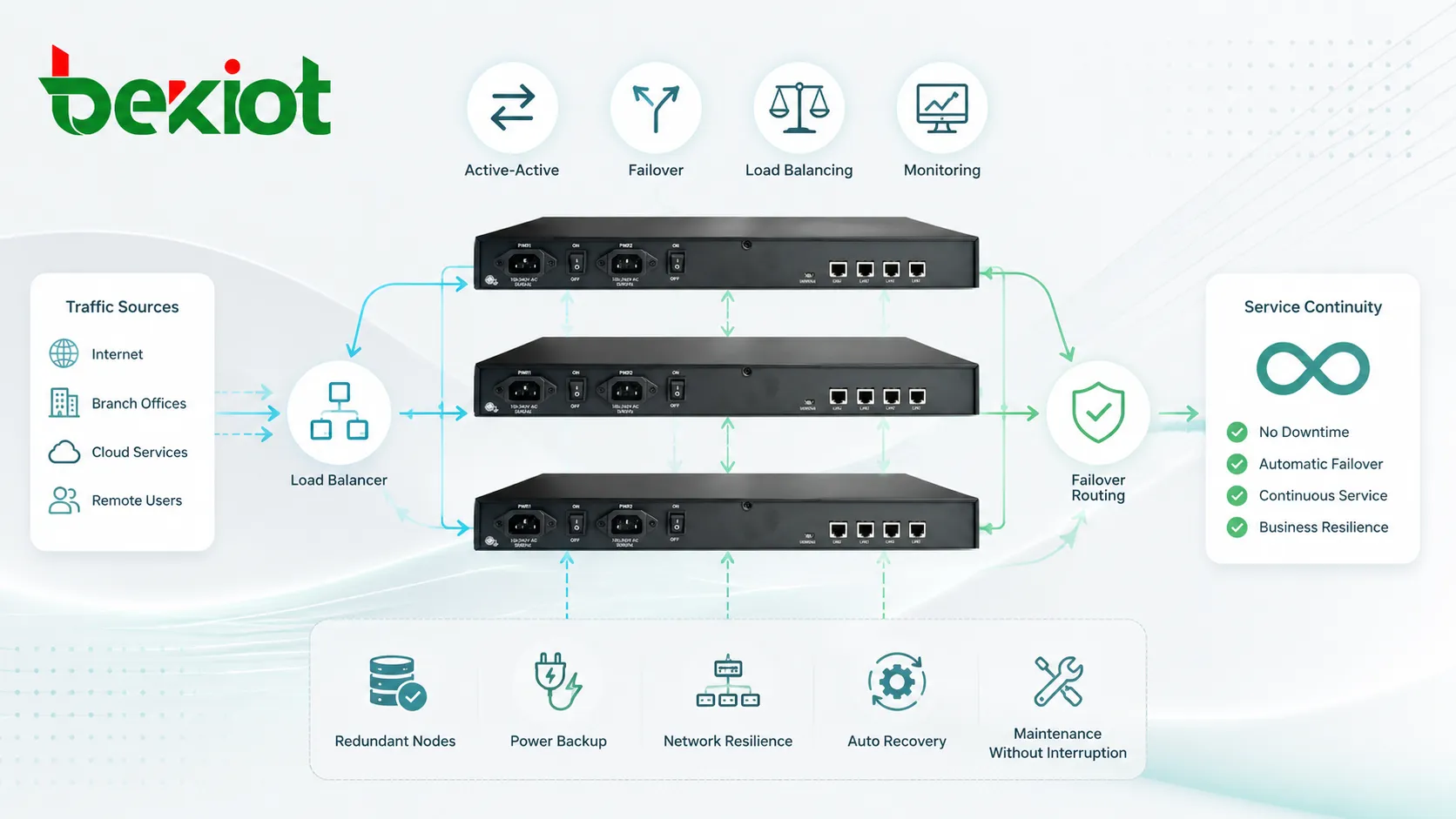 Clúster de alta disponibilidad con nodos activo activo enrutamiento de failover y balanceo de carga para servicios empresariales