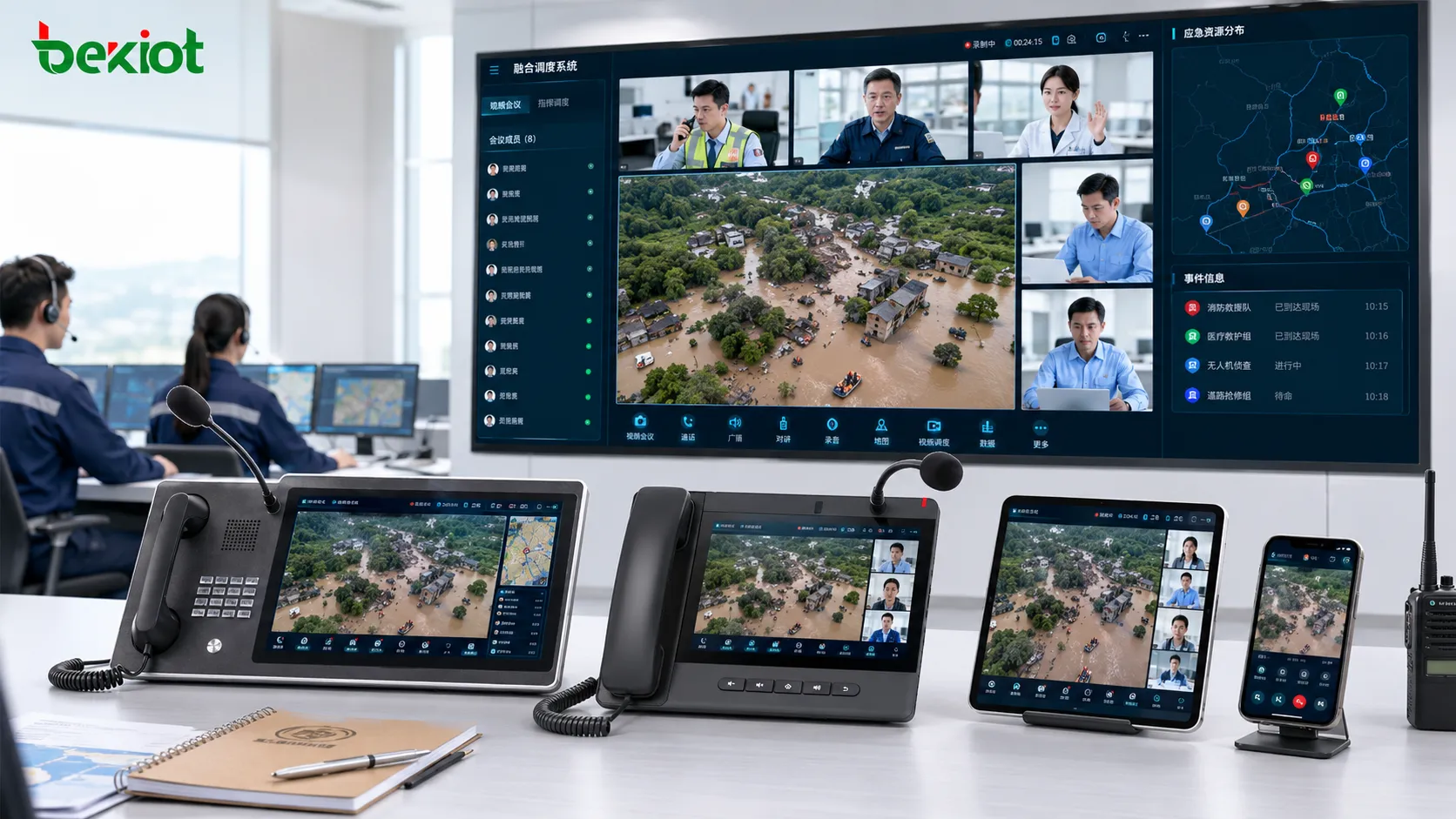 Video de drone compartido a reunión de video, terminal inteligente, aplicación móvil y teléfono de escritorio visual para la toma de decisiones remota