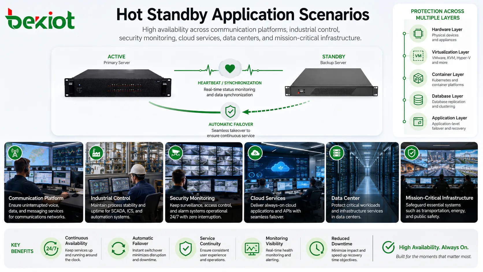 aplicaciones hot standby en plataforma de comunicacion control industrial seguridad nube y centro de datos