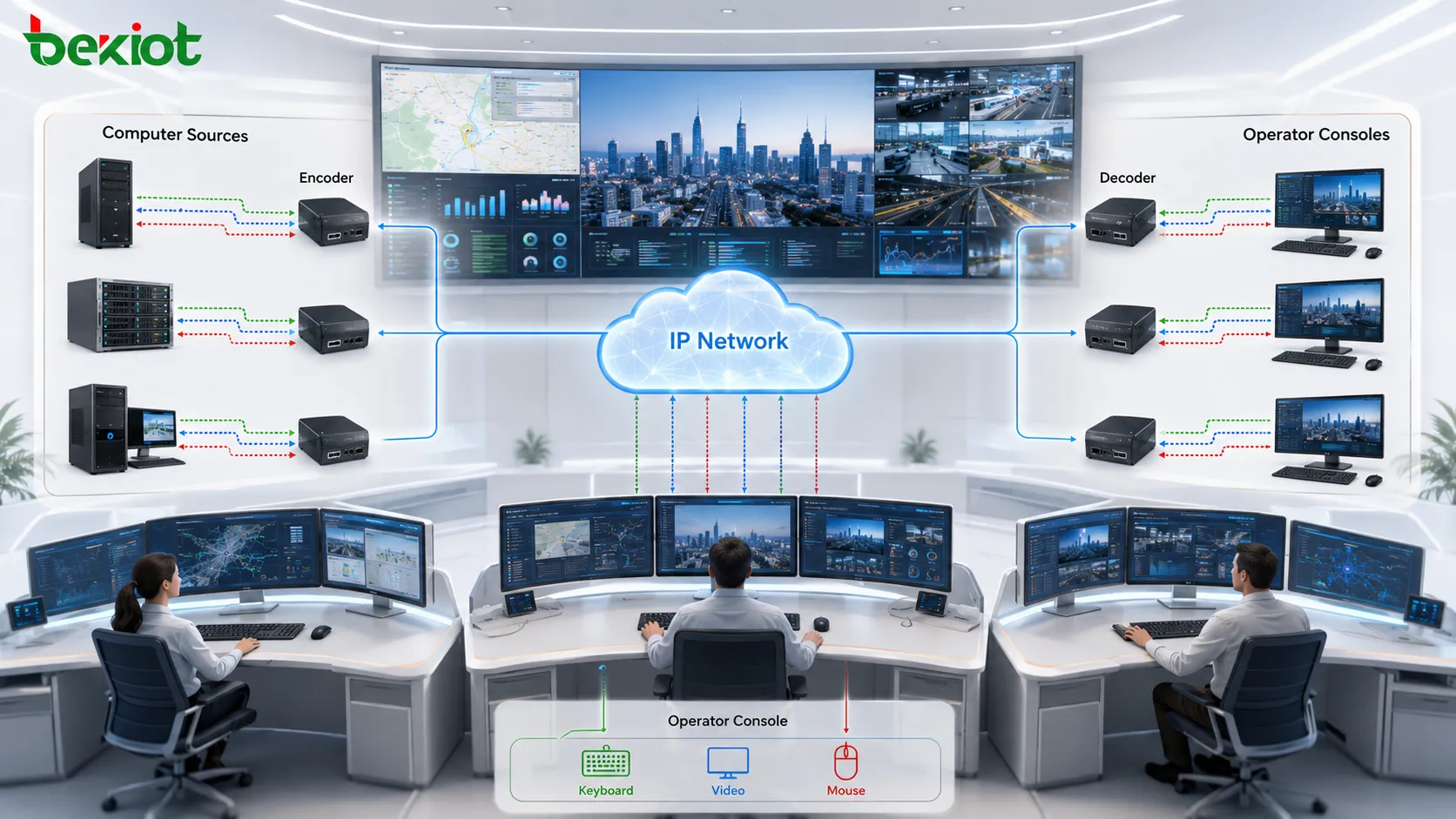 ¿Qué es un sistema KVM distribuido y qué dispositivos incluye?