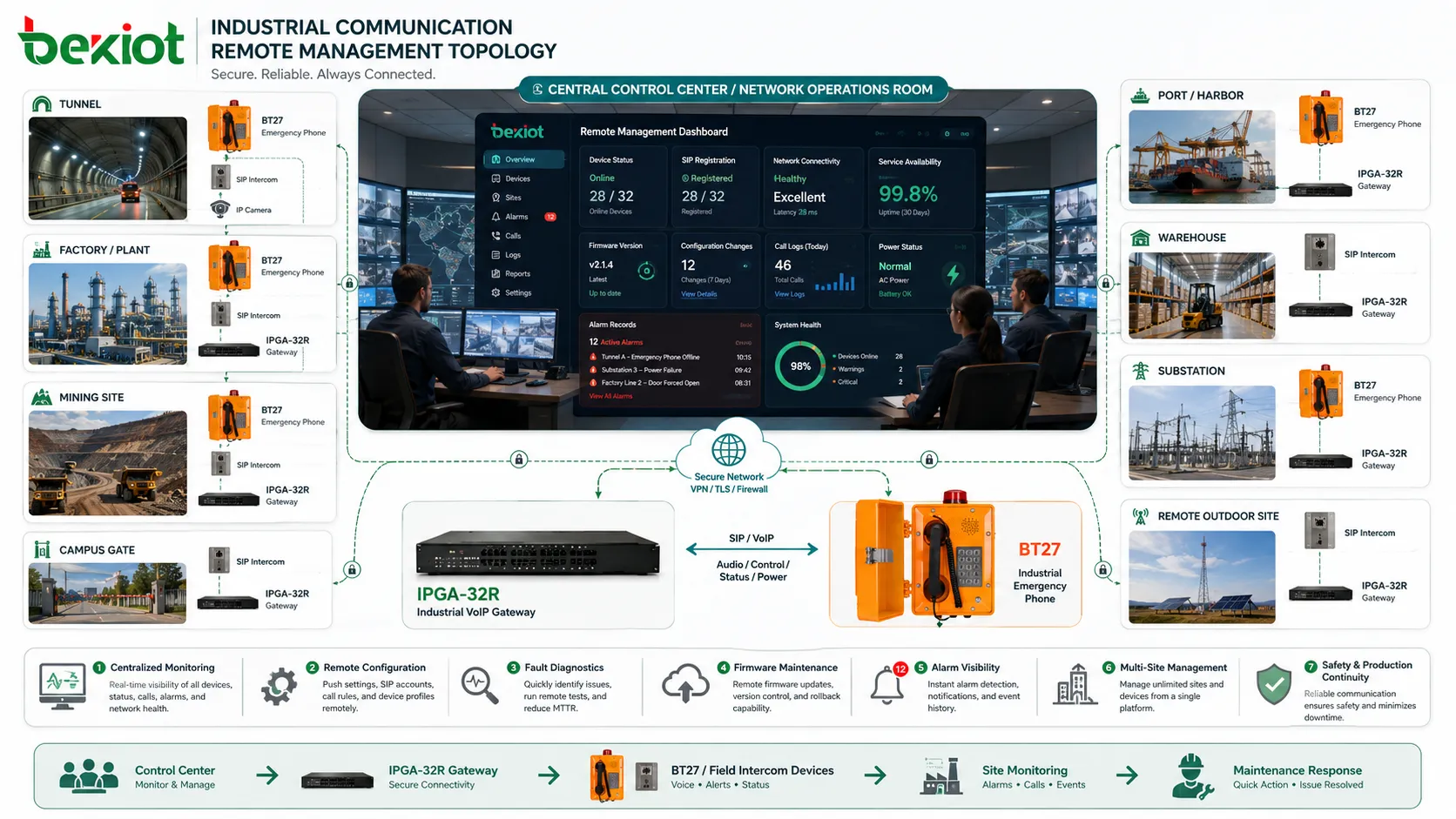 El método para la gestión remota de equipos de comunicación industrial
