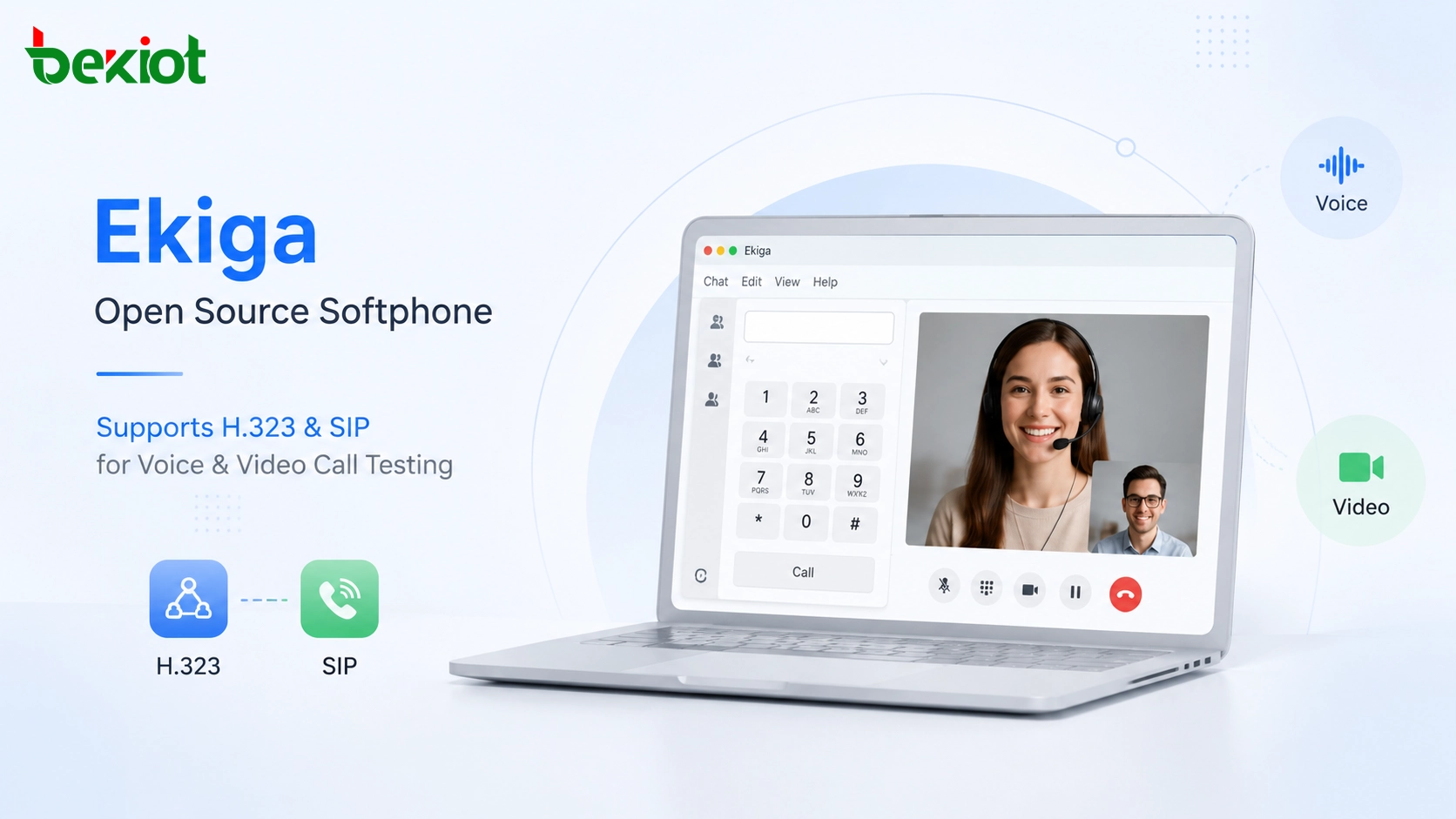 Softphone de código abierto Ekiga con soporte para H.323 y SIP para pruebas de llamadas de voz y video