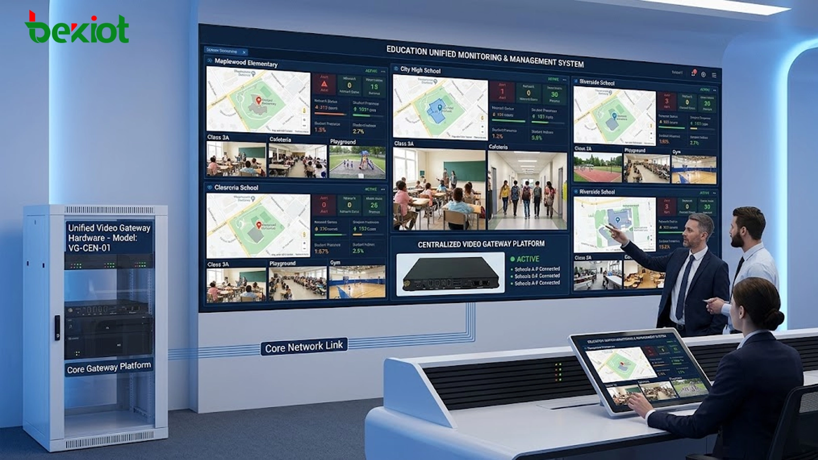 Solución de red de video y monitoreo para oficinas de educación