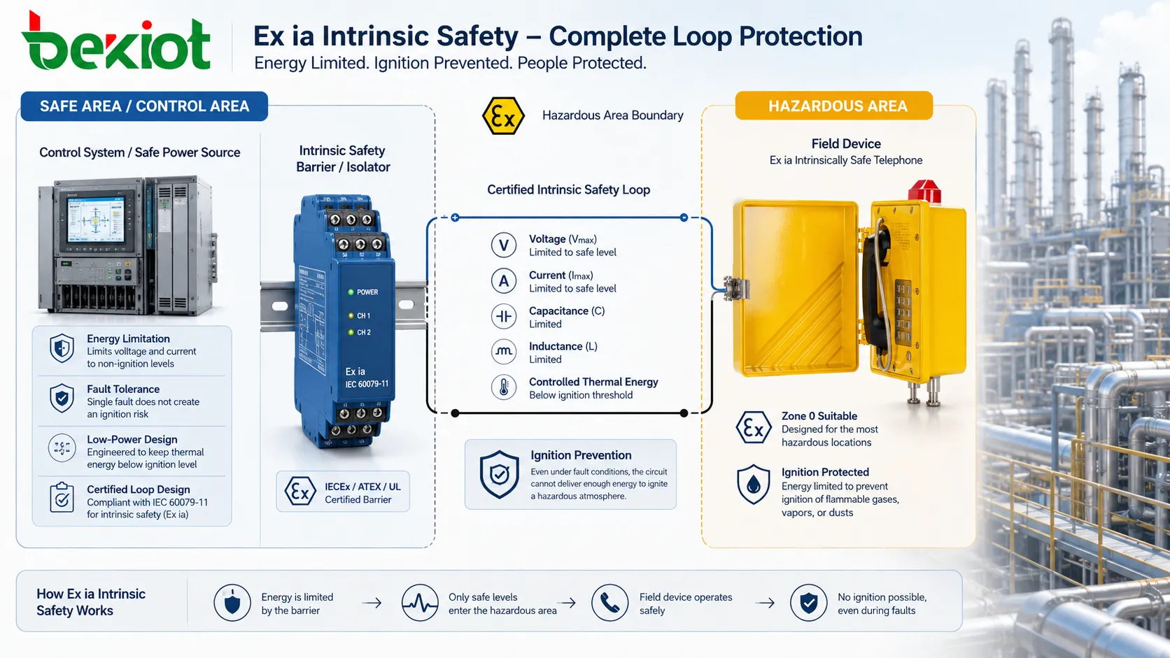 ¿Qué normas y grados de protección especiales tiene la seguridad intrínseca Ex ia?