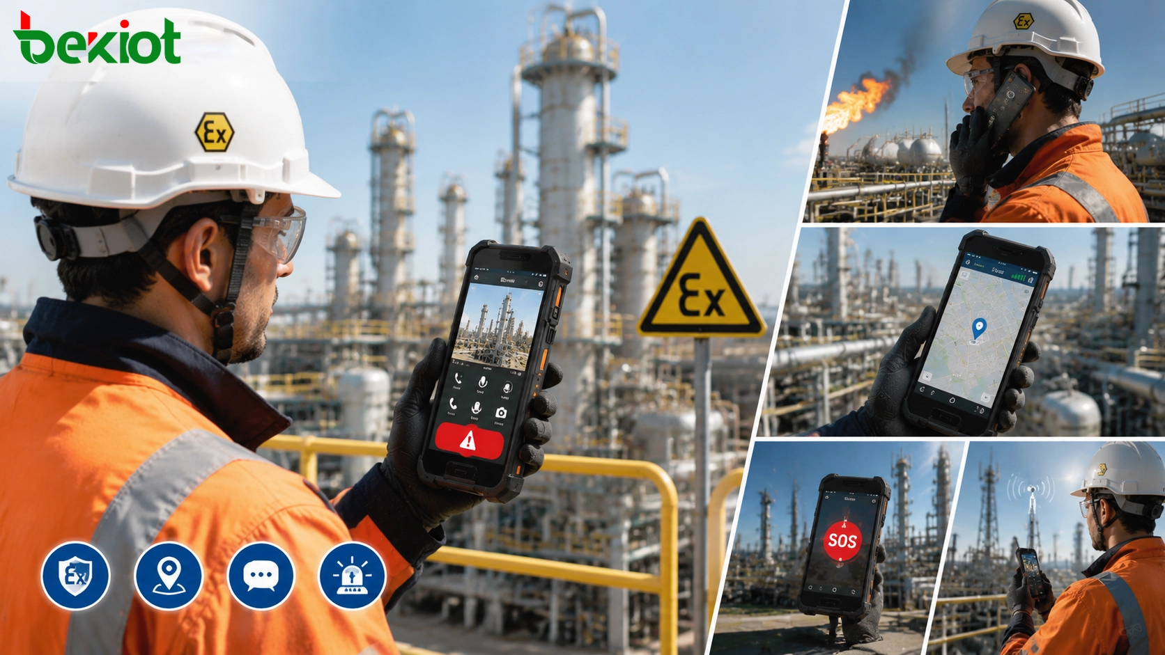 Teléfono inteligente resistente a prueba de explosiones utilizado para inspección en sitios energéticos, informes de emergencia y comunicación de campo en entornos peligrosos