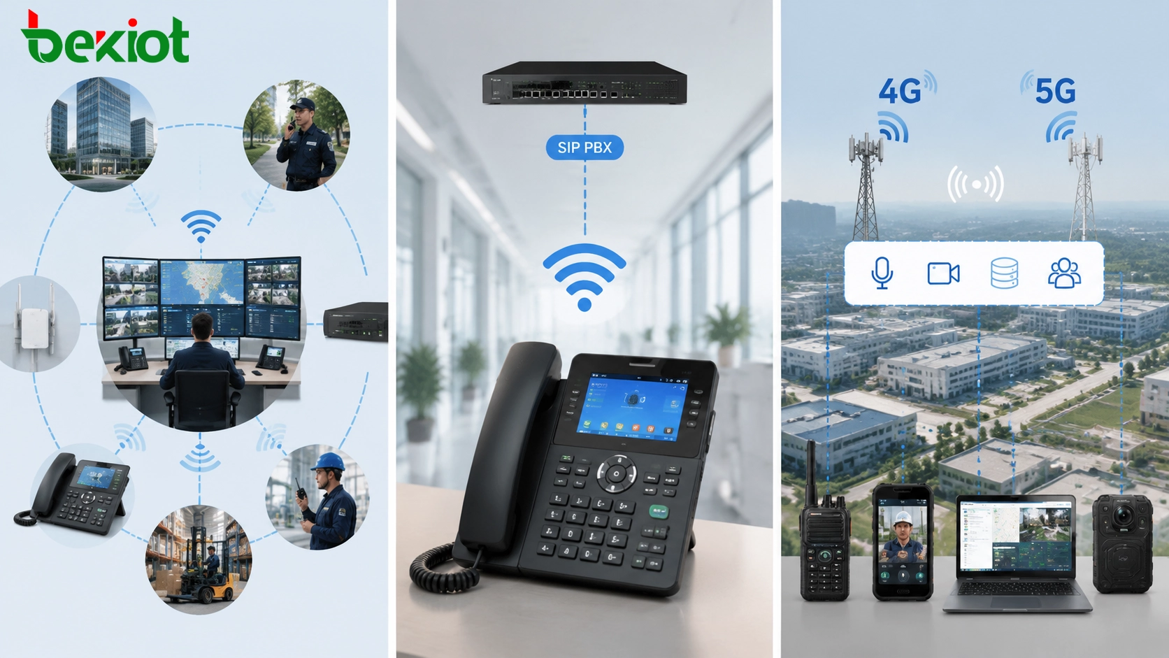 Red privada 4G y 5G que admite comunicación de voz, vídeo, datos y despacho para un parque industrial