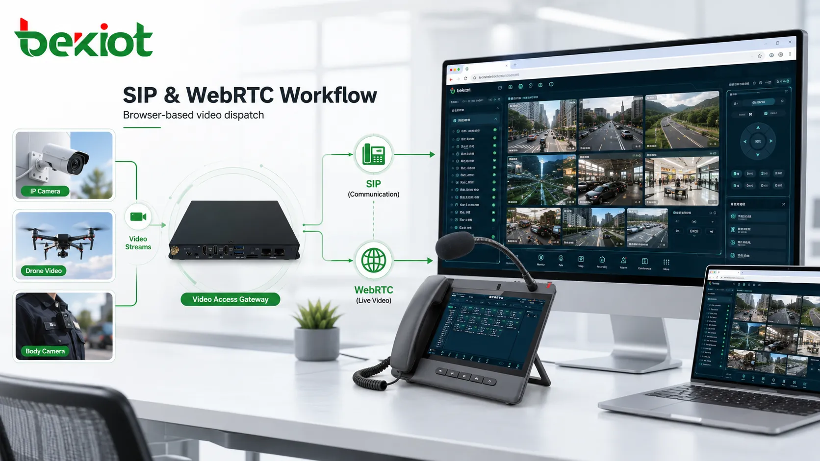 Flujo de trabajo SIP y WebRTC para llevar flujos de video a una plataforma de comunicación convergente basada en navegador
