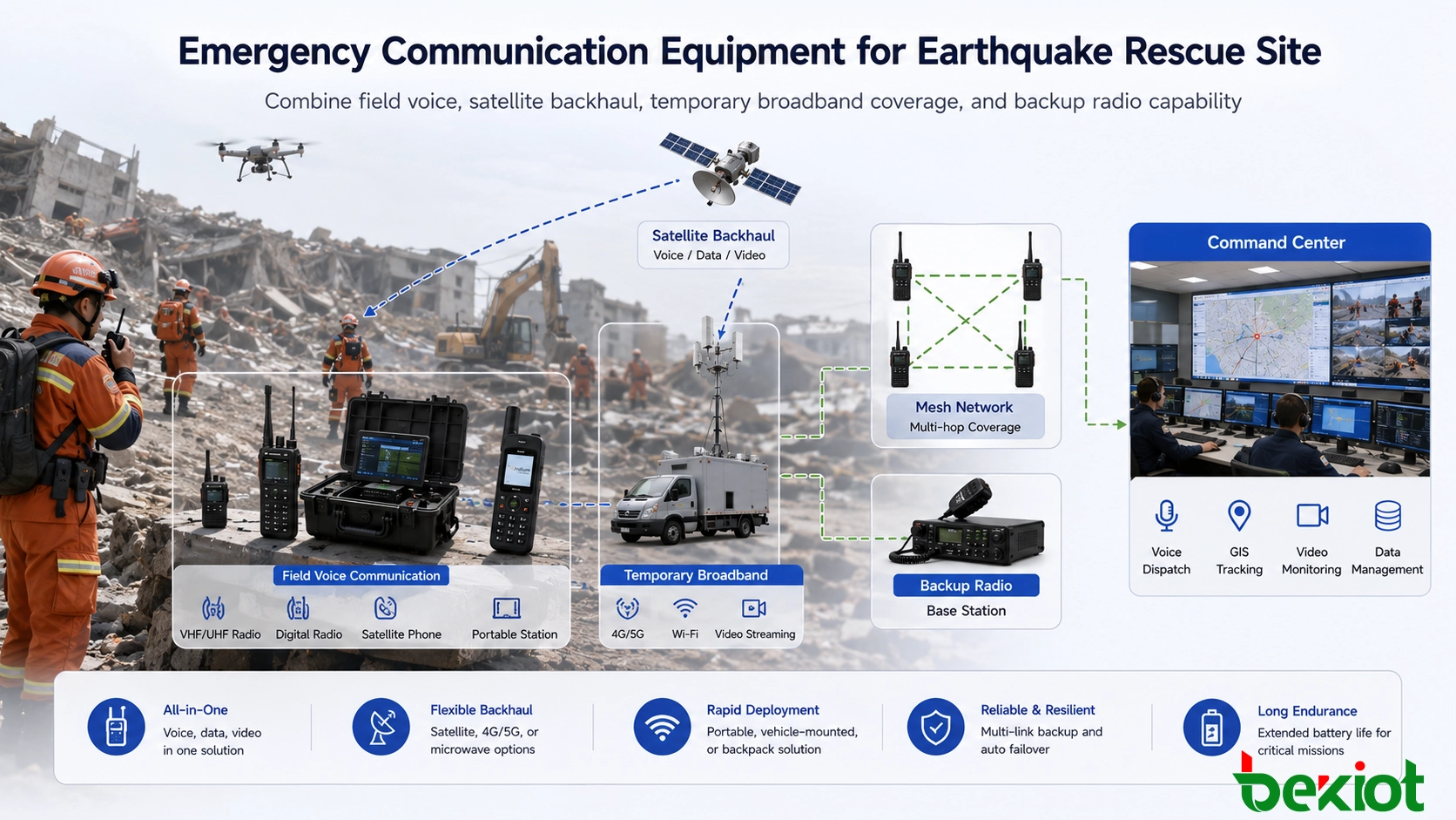 Equipos de Comunicación de Emergencia Esenciales para Sitios de Rescate tras Terremotos